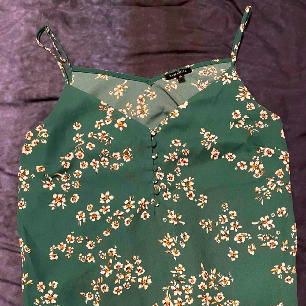 Dynamite green floral tank top